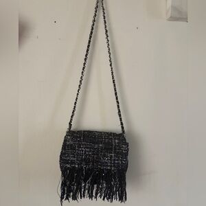 Zara Black Fringe Crossbody Bag